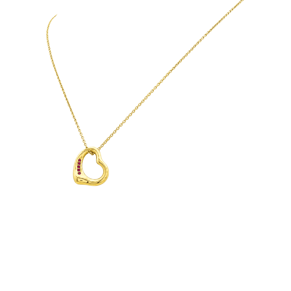 Collier Pendentif TIFFANY & CO X ELSA PERETTI "Open Heart" en or jaune et rubis - Castafiore