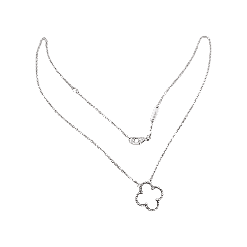 Collier Pendentif VAN CLEEF & ARPELS "Alhambra" en or blanc et nacre - Castafiore