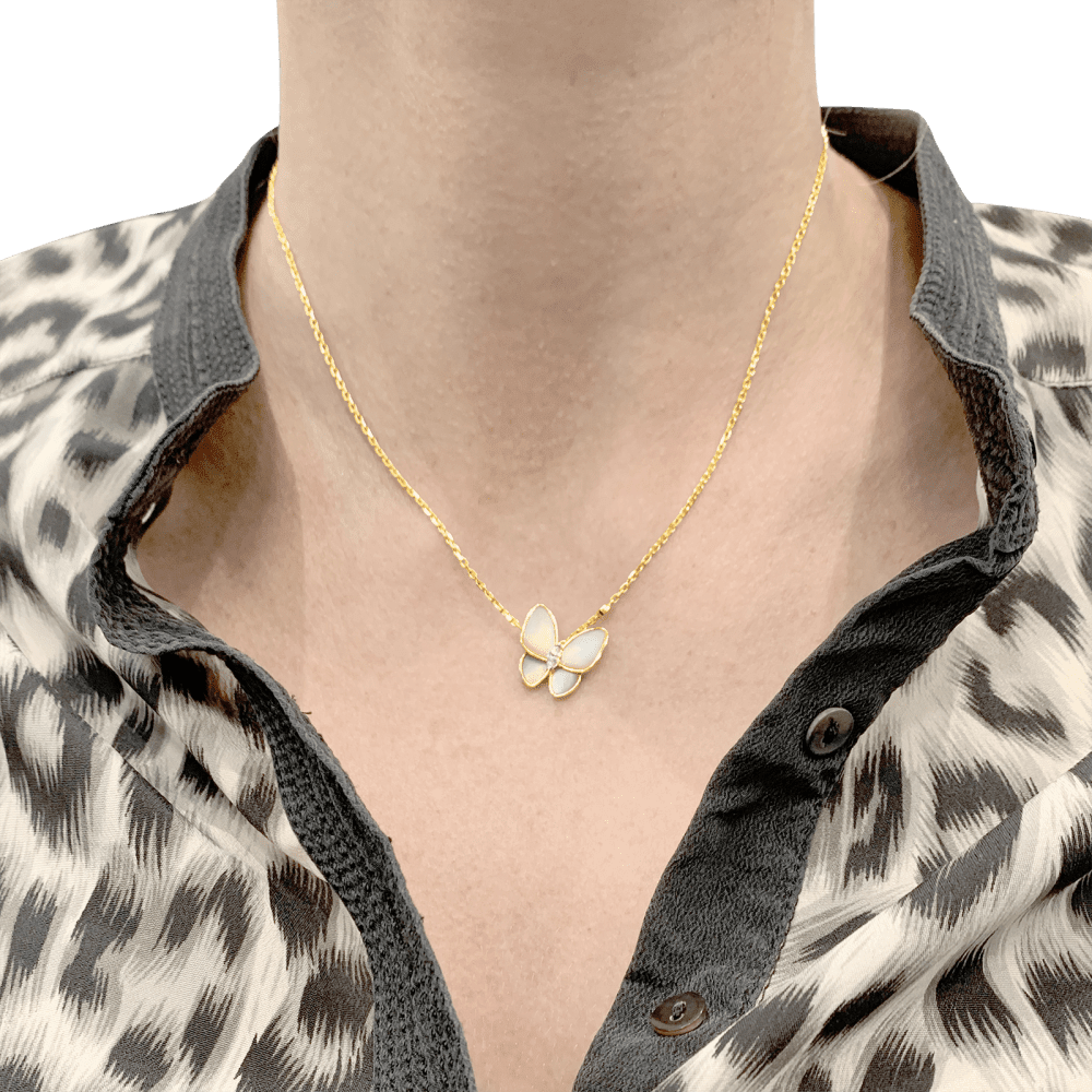 Necklace Van Cleef & Arpels, "Two Butterflies", rose gold, mother-of-pearl, diamonds.