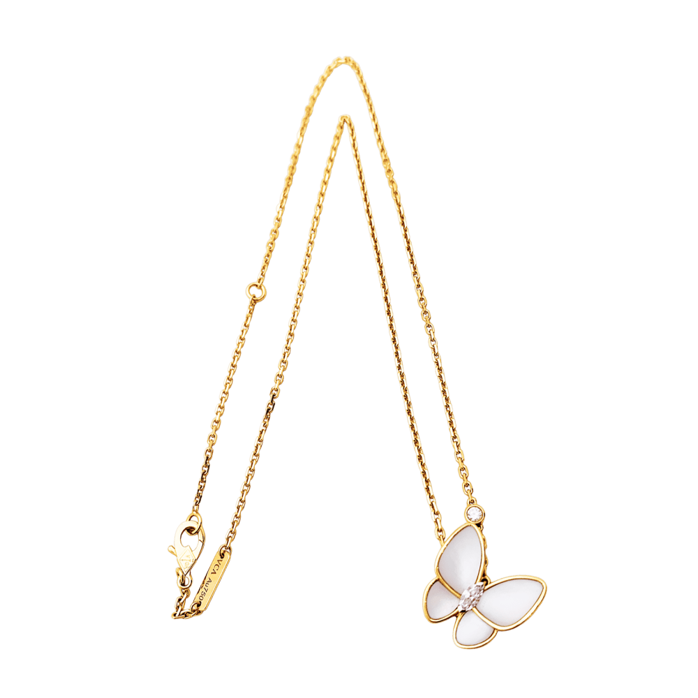 Necklace Van Cleef & Arpels, "Two Butterflies", rose gold, mother-of-pearl, diamonds.