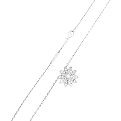 Collier Pendentif VAN CLEEF & ARPELS. "Lotus" en or blanc et diamants - Castafiore