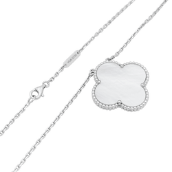 Collier Pendentif VAN CLEEF & ARPELS "Magic Alhambra" en or blanc et nacre - Castafiore