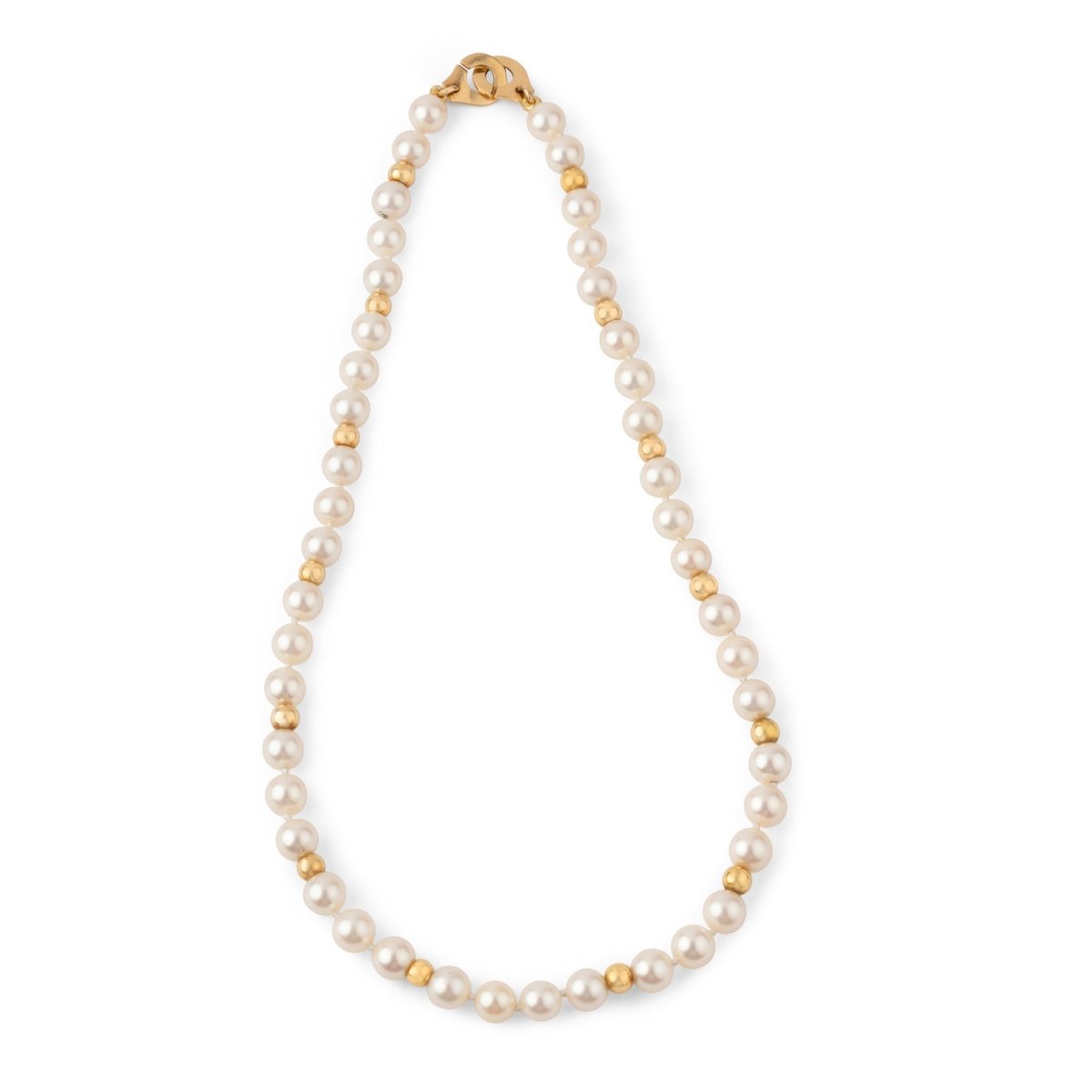 Collier perles Akoya et boule d'or fermoir menottes de la maison Dinh Van - Castafiore