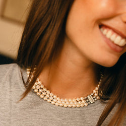 Collier Perles CARTIER en or blanc, platine et diamants - Castafiore