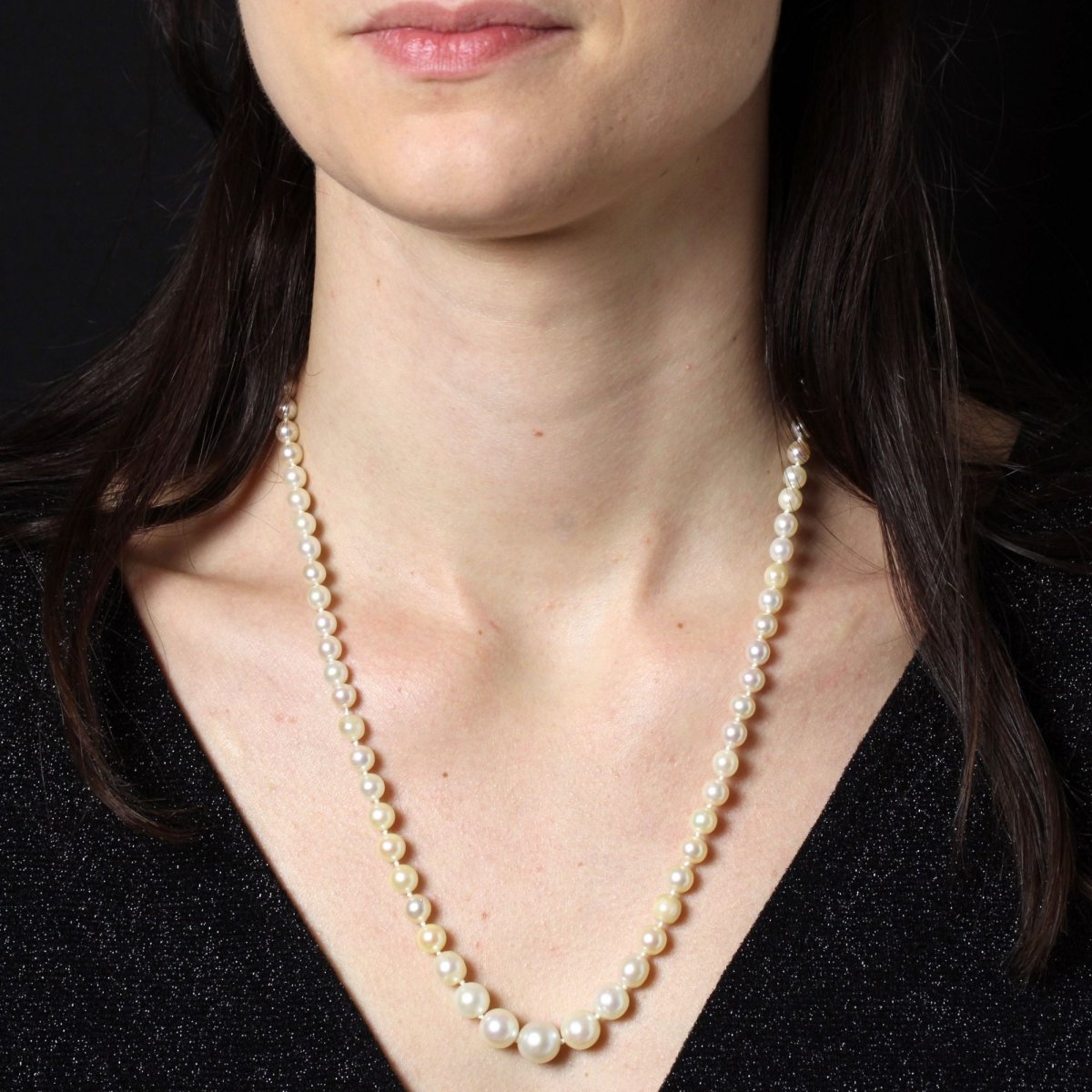 Collier perles de culture en chute en or jaune - Castafiore