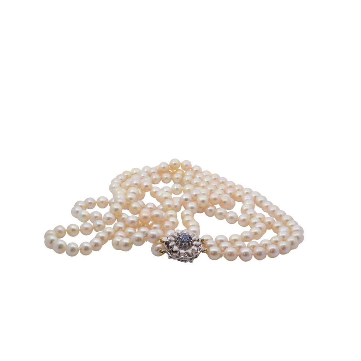 Necklace vintage cultured pearls and gold clasp
