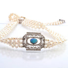 Collier perles de culture et motif art déco diamants - Castafiore
