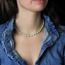 Collier perles de jade et perles de culture en or rose - Castafiore