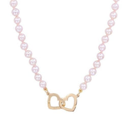 Collier Perles DINH VAN "Menottes Double Coeur" en or jaune - Castafiore