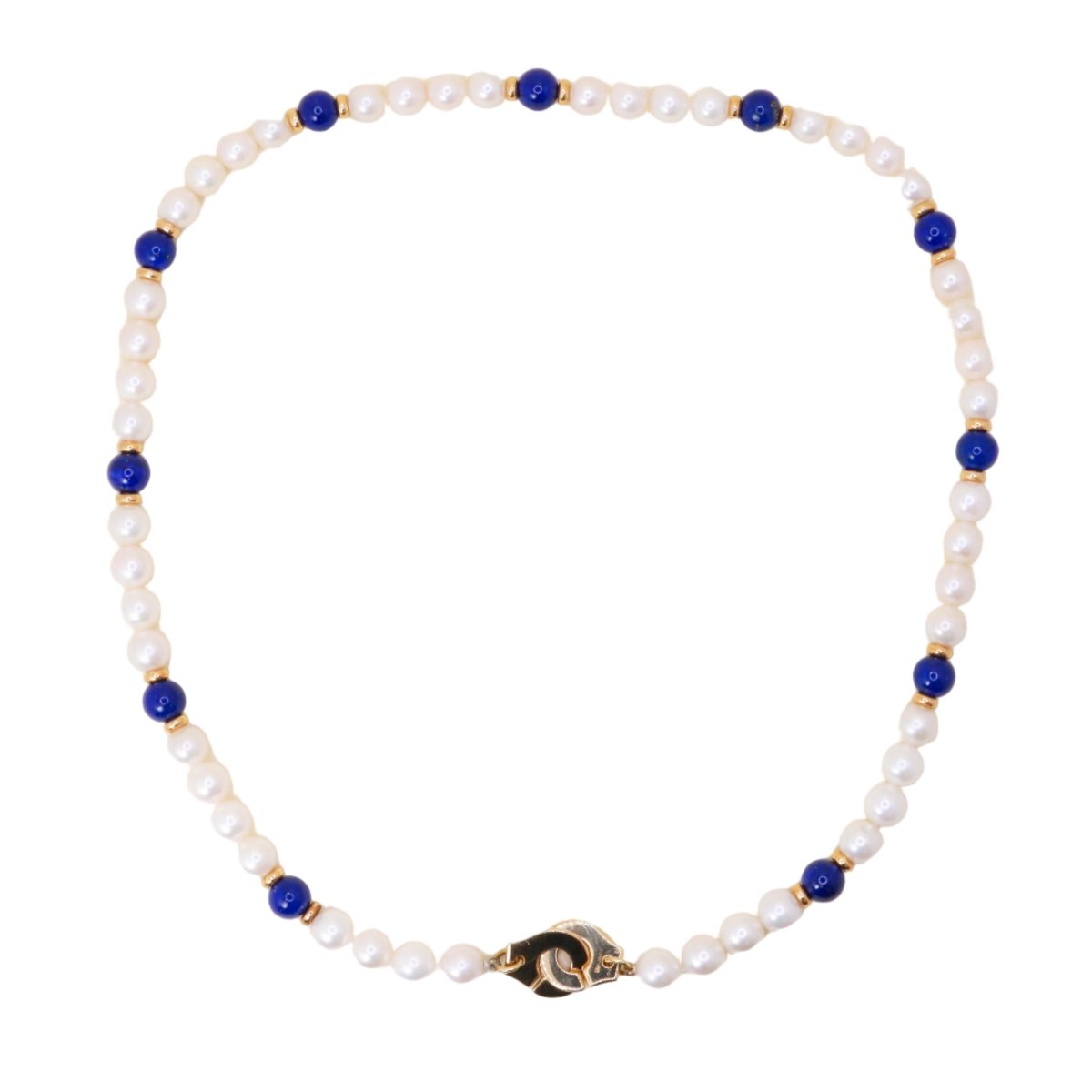 Collier Perles DINH VAN "Menottes R10" en or jaune et lapis - lazuli - Castafiore