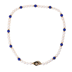 Collier Perles DINH VAN "Menottes R10" en or jaune et lapis - lazuli - Castafiore