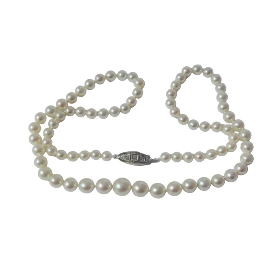 Collier Perles en or blanc et diamants - Castafiore