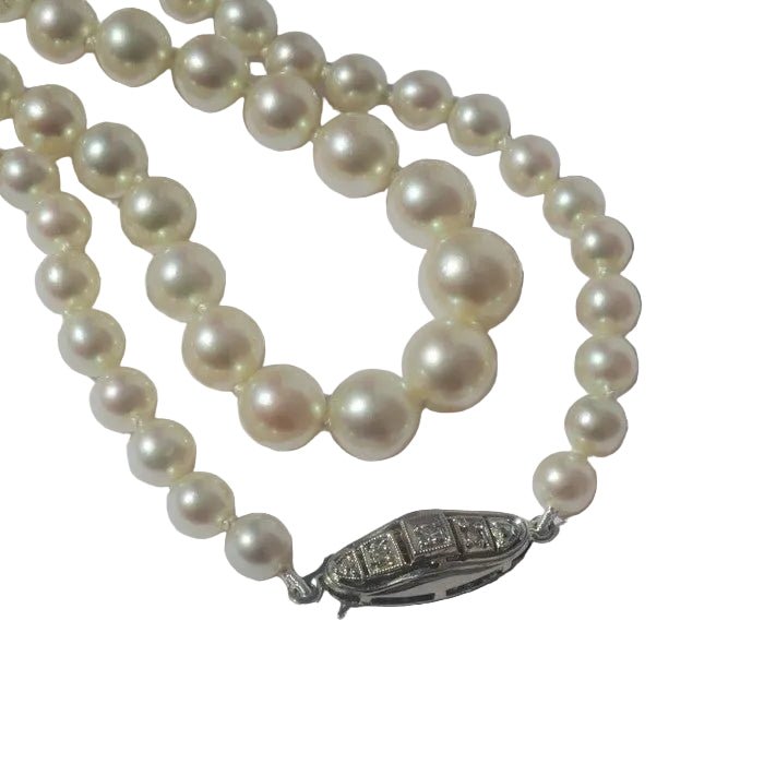 Collier Perles en or blanc et diamants - Castafiore
