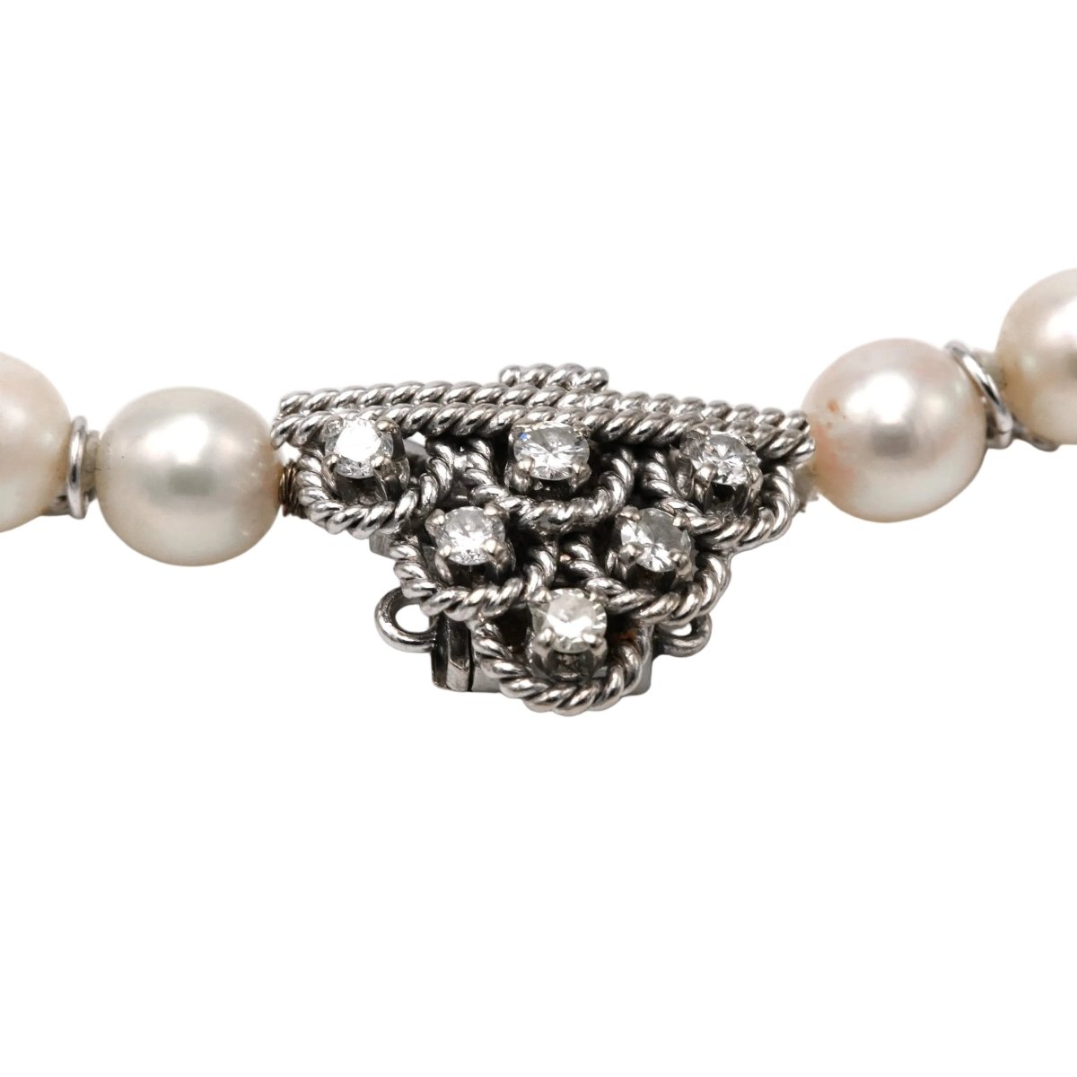 Collier Perles en or blanc et diamants - Castafiore