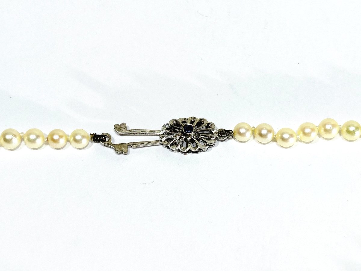 Collier Perles en or blanc et saphir - Castafiore