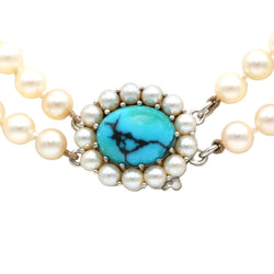 Collier Perles en or blanc et turquoise - Castafiore