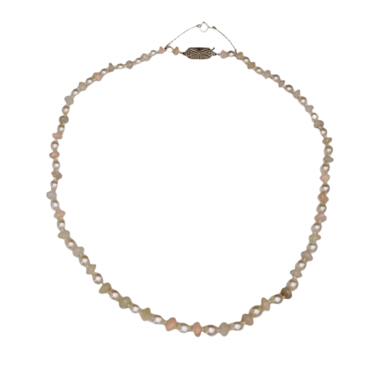Collier Perles en or blanc, opales, perles et diamants - Castafiore
