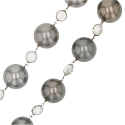 Collier Perles en or blanc, pierres de lune et diamants - Castafiore