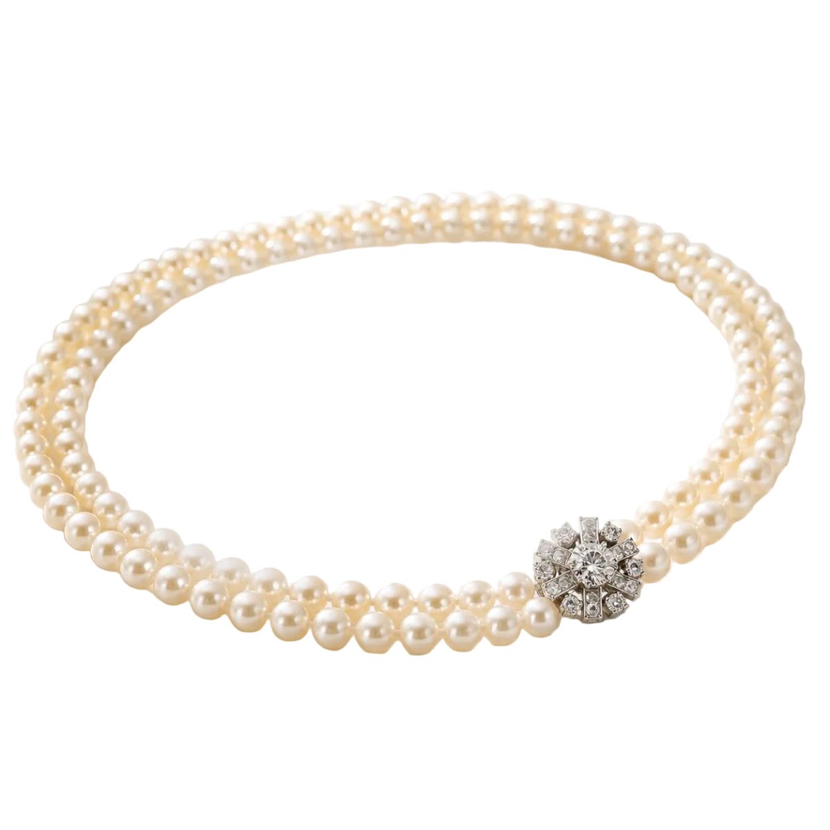 Collier Perles en or blanc, platine et diamants - Castafiore