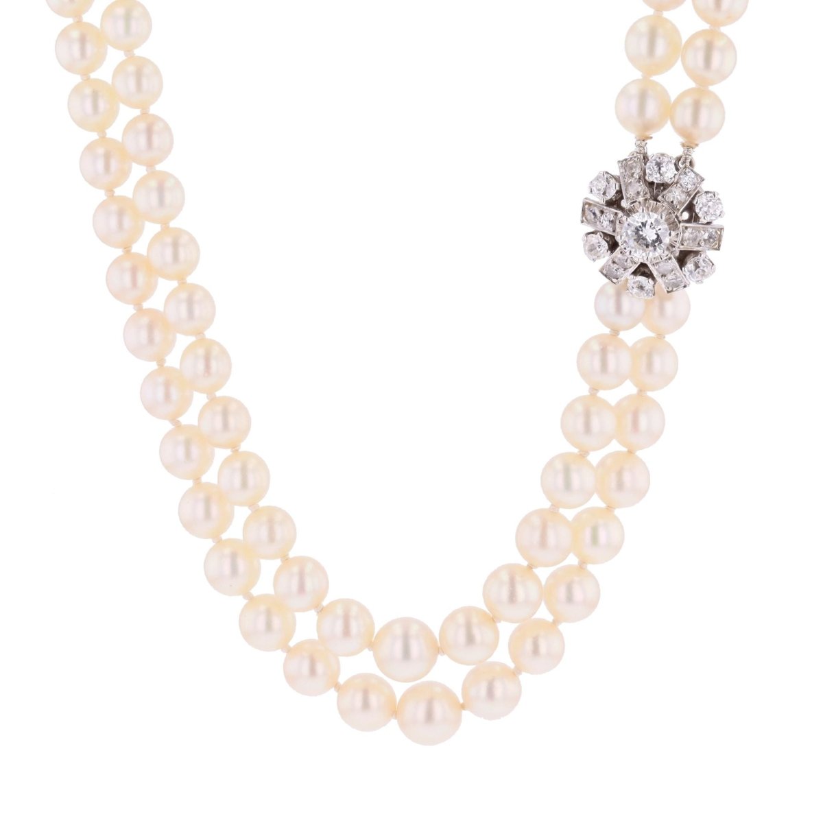 Collier Perles en or blanc, platine et diamants - Castafiore