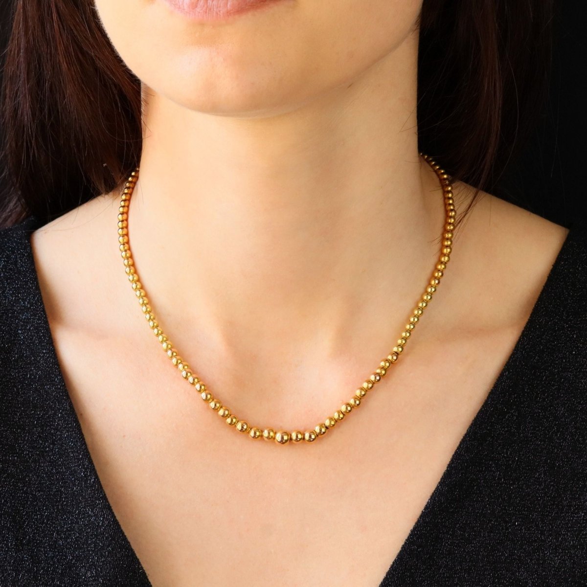 Necklace vintage perles d'or