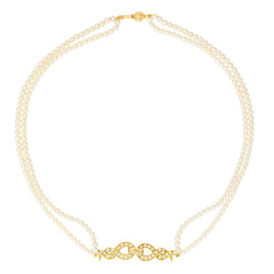 Collier Perles en or jaune et diamants - Castafiore