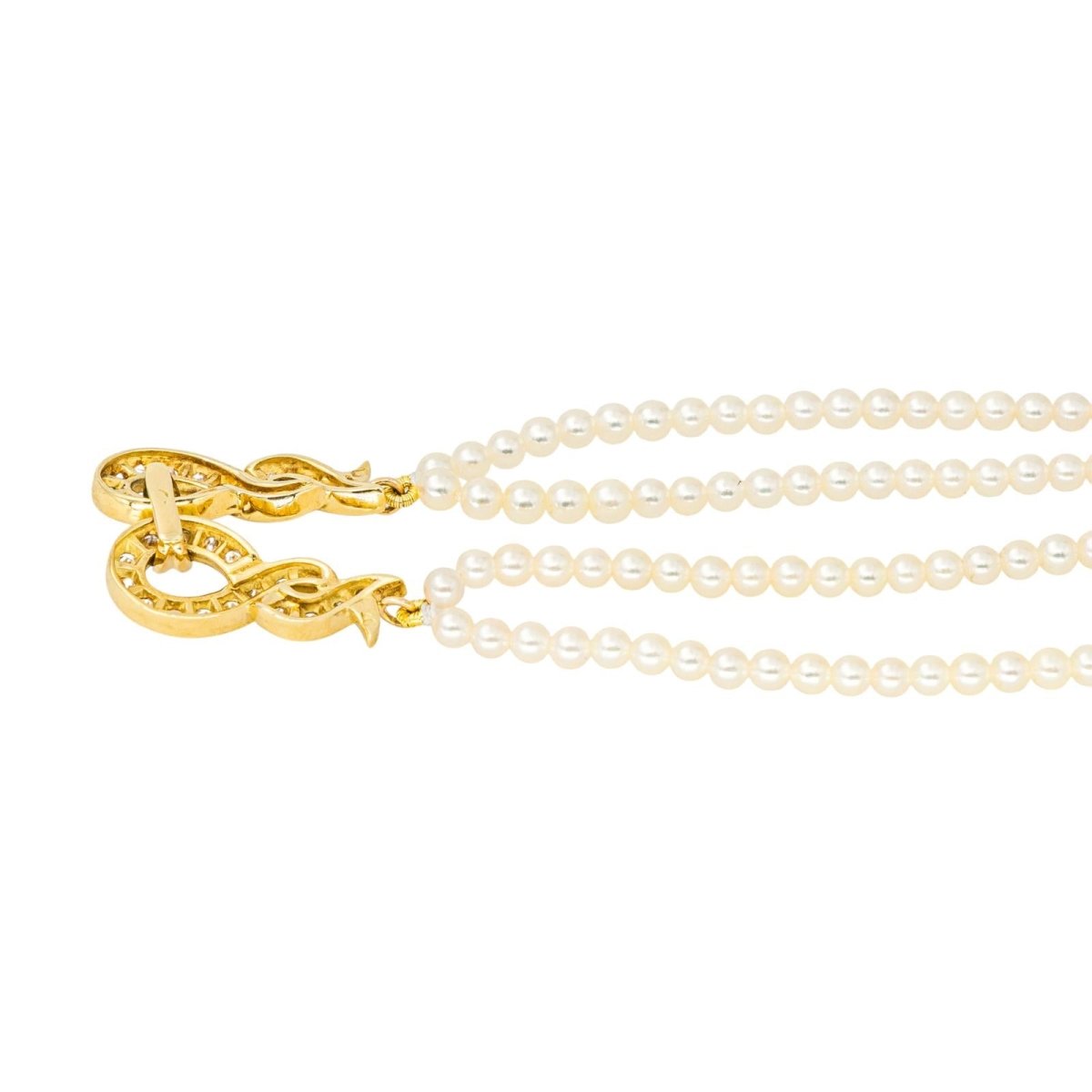 Collier Perles en or jaune et diamants - Castafiore