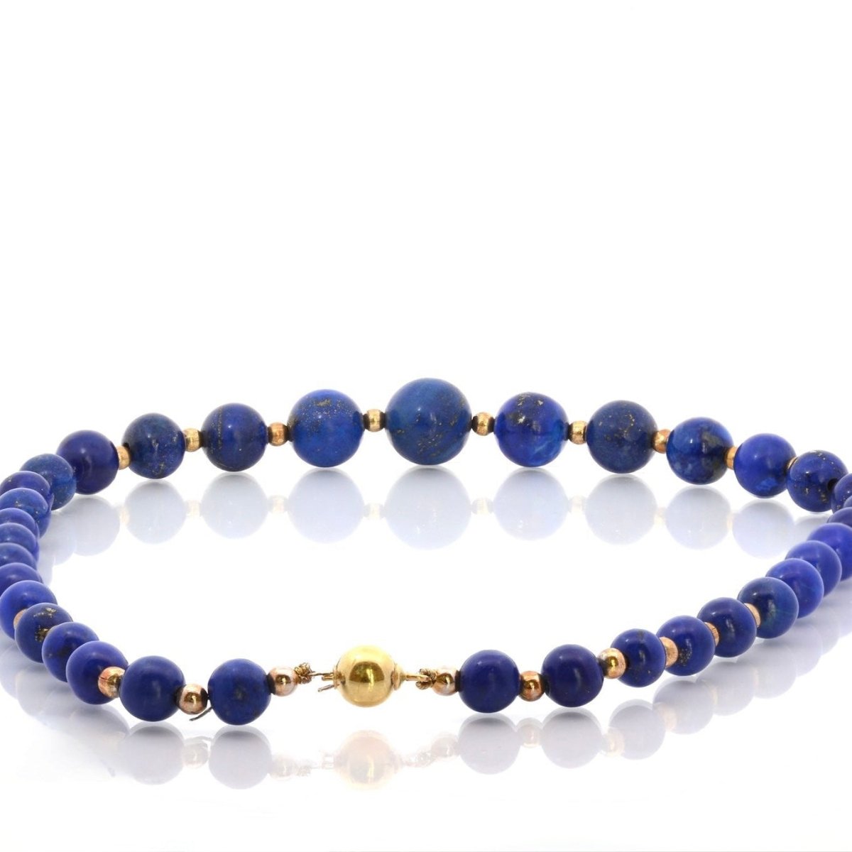 Collier Perles en or jaune et lapis - lazuli - Castafiore