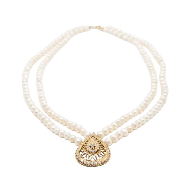 Collier Perles en or jaune, perles et diamants - Castafiore