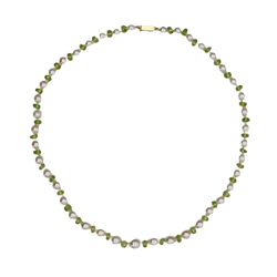 Collier Perles en or jaune, perles et péridots - Castafiore