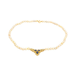 Collier Perles en or jaune, saphirs et diamants - Castafiore