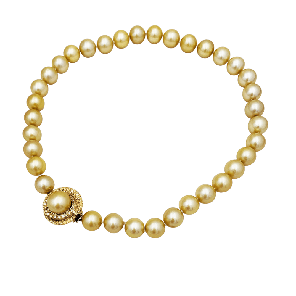 Collier Perles en or jaune, saphirs et diamants - Castafiore