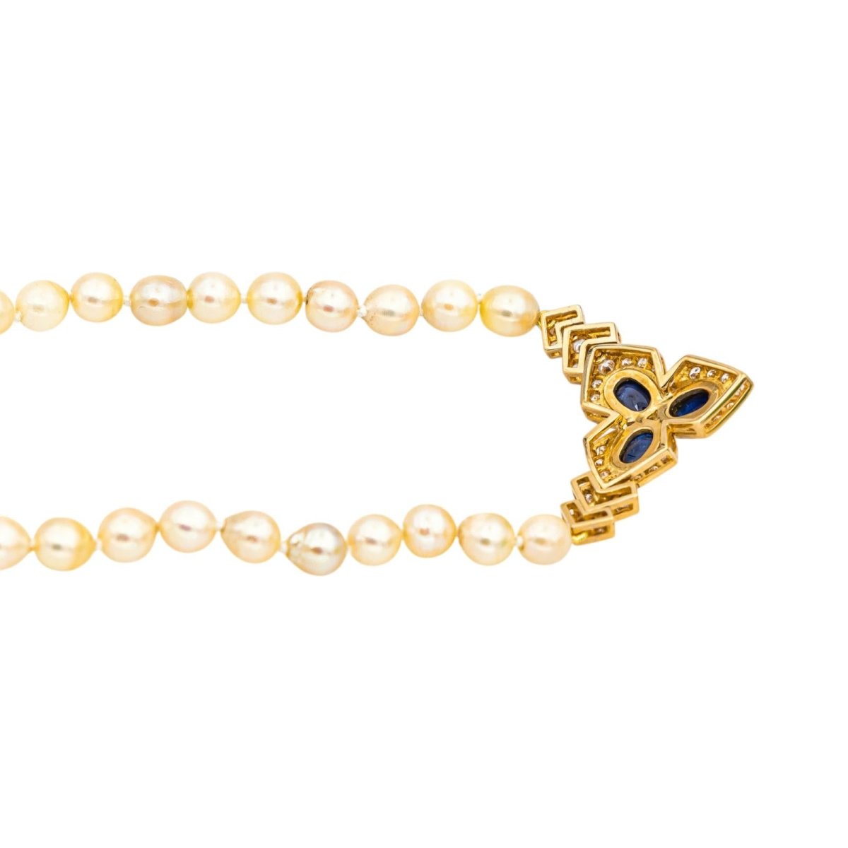 Collier Perles en or jaune, saphirs et diamants - Castafiore
