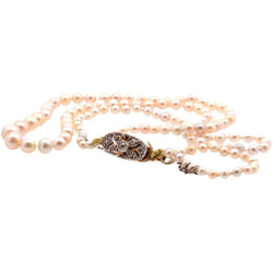 Collier perles fines et fermoir diamants en or 18k - Castafiore