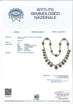 Collier Plastron en platine, émeraudes et diamants - Castafiore