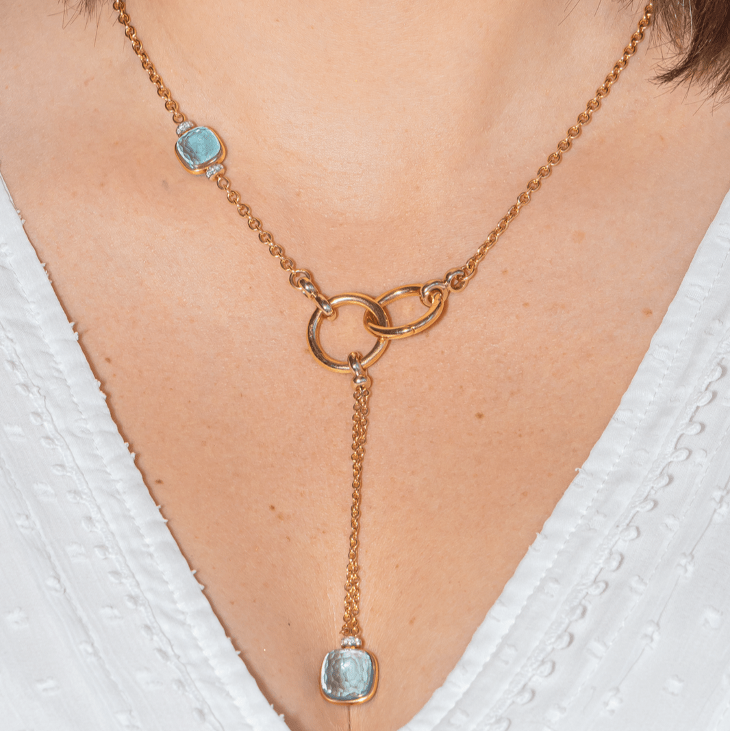 Collier POMELLATO "Nudo" en or rose, or blanc, topazes et diamants - Castafiore