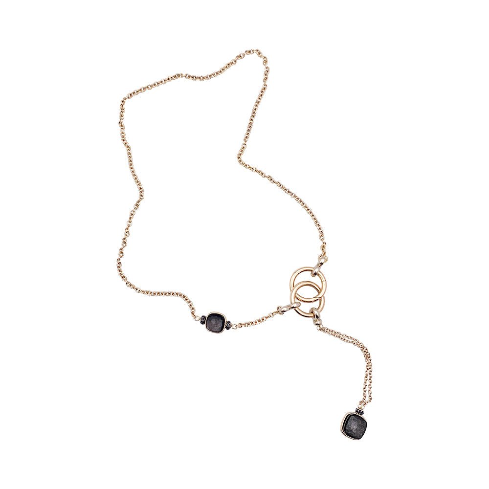 Collier Pomellato, "Nudo", or rose, obsidiennes, diamants noirs. - Castafiore