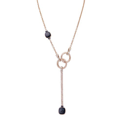 Collier Pomellato, "Nudo", or rose, obsidiennes, diamants noirs. - Castafiore