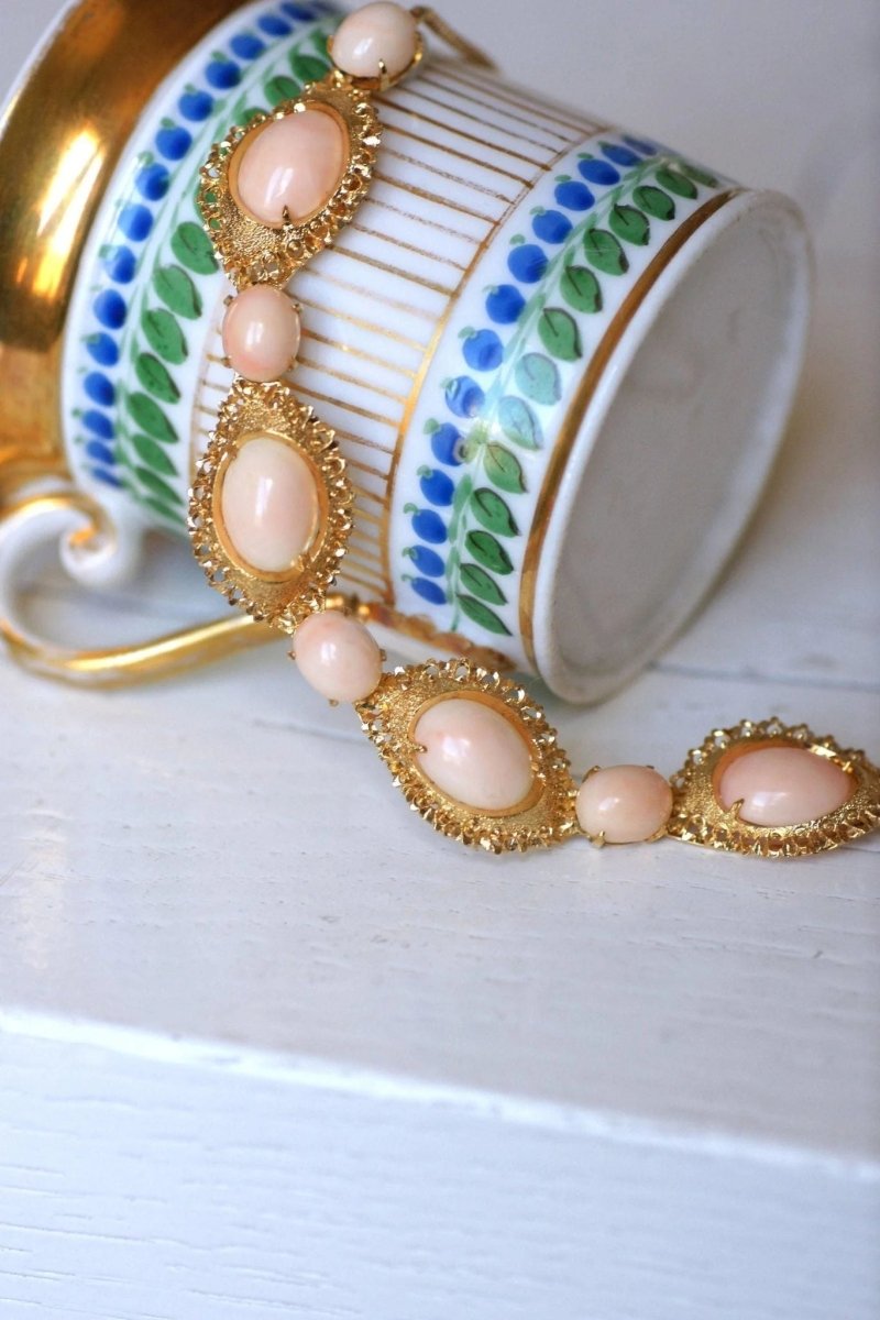 Collier ras de cou corail peau d'ange - Castafiore