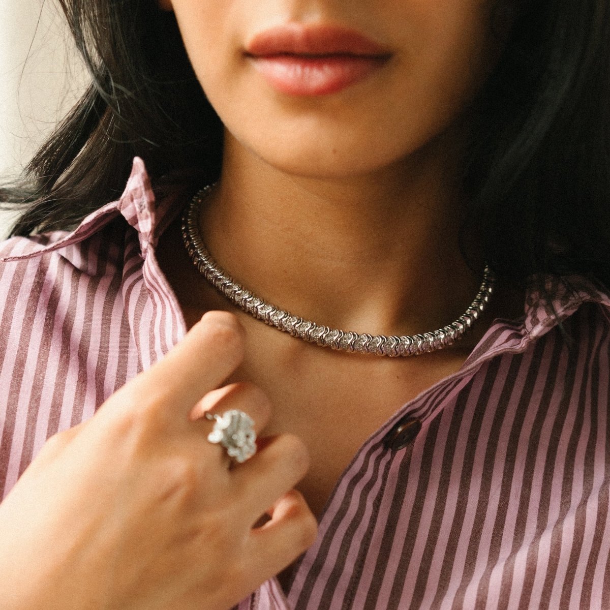 Collier Ras de cou en or blanc et diamants - Castafiore