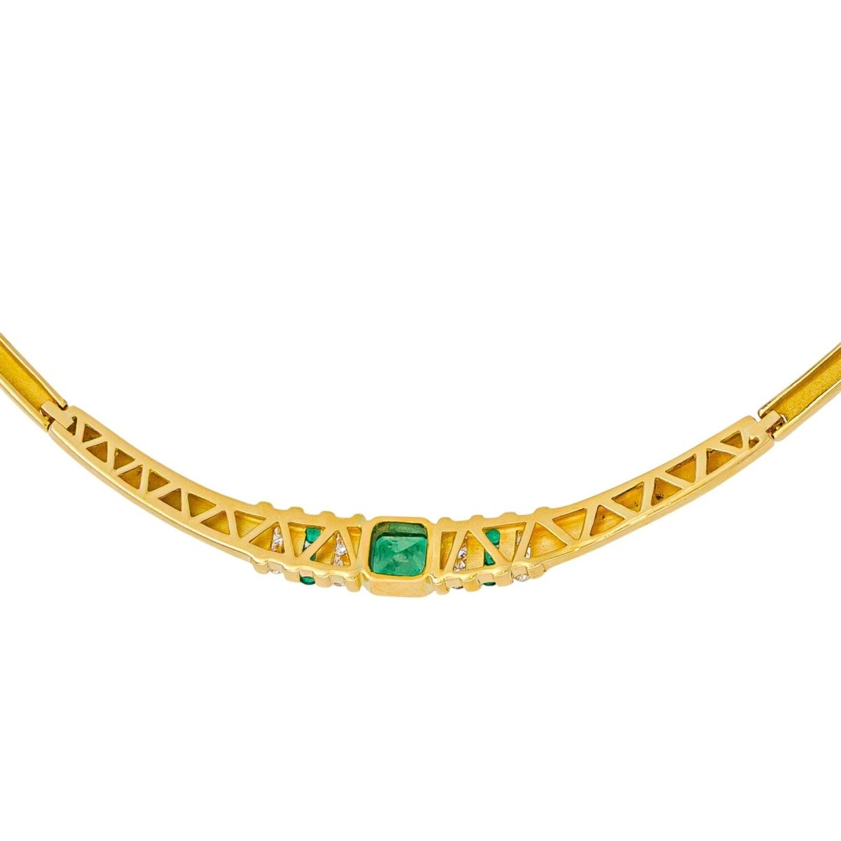 Collier Ras de Cou en or jaune, émeraudes et diamants - Castafiore