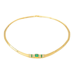 Collier Ras de Cou en or jaune, émeraudes et diamants - Castafiore