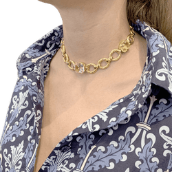 Collier ras de cou en or jaune et béryls - Castafiore