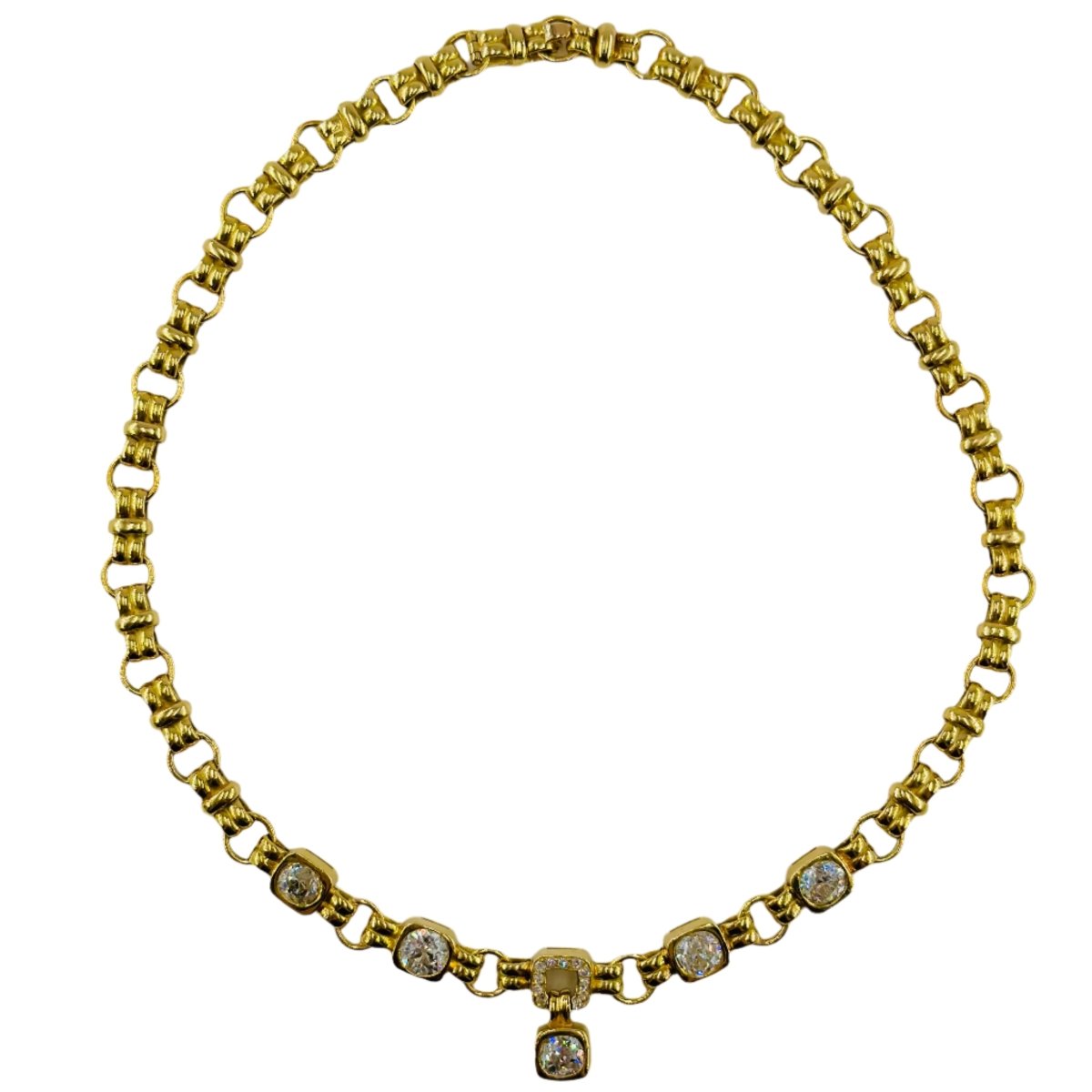 Collier Ras de Cou en or jaune et diamants - Castafiore