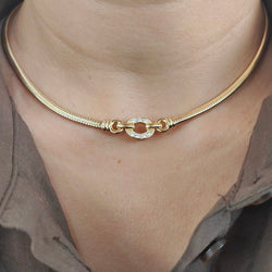 Collier Ras de Cou en or jaune et diamants - Castafiore