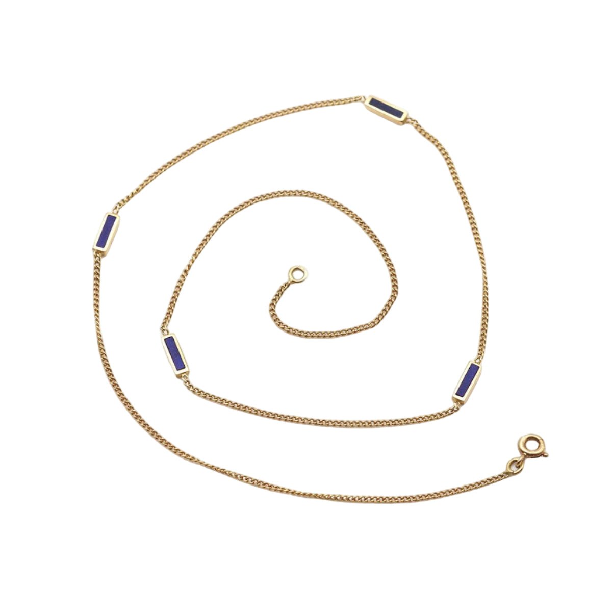 Collier Ras de Cou en or jaune et lapis - lazuli - Castafiore