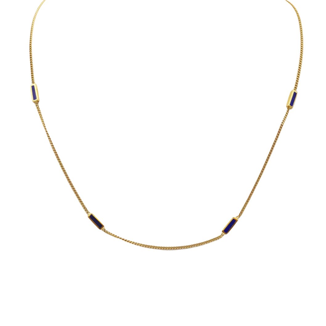 Collier Ras de Cou en or jaune et lapis - lazuli - Castafiore