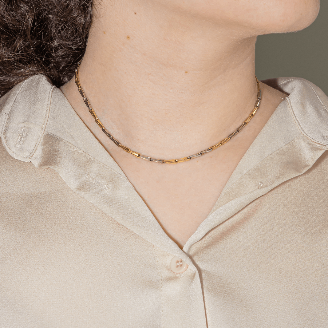 Collier Ras de Cou en or jaune et or blanc - Castafiore