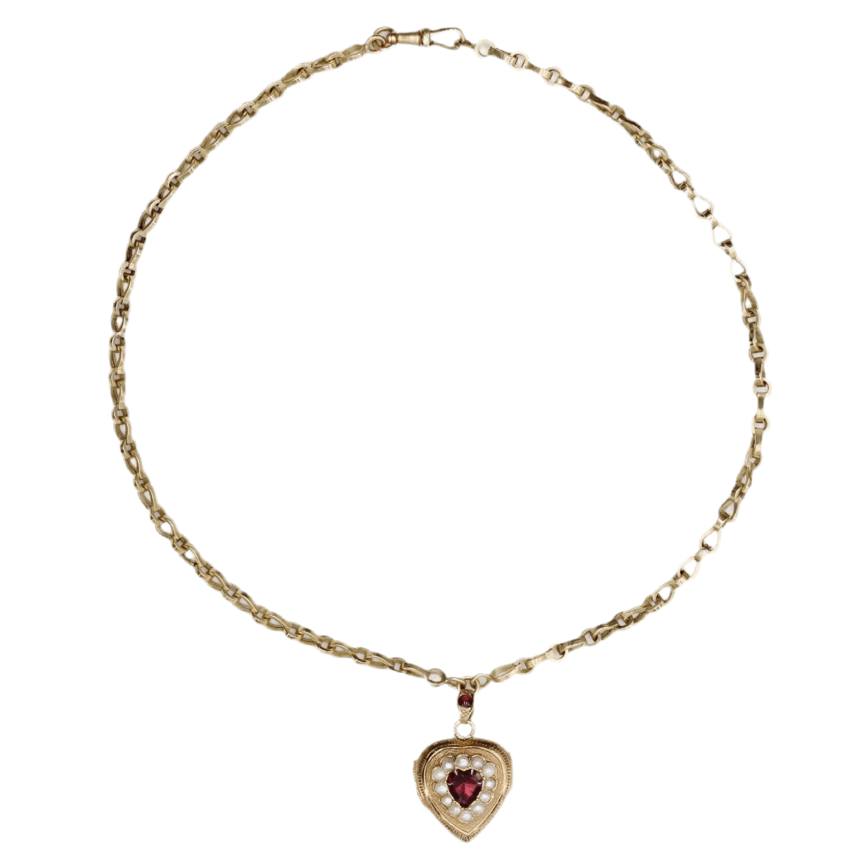 Collier Ras de Cou en or jaune, grenats et perles - Castafiore