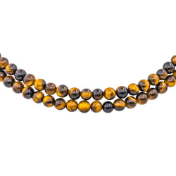 Collier Ras de Cou en or jaune, or blanc, oeil - de - tigre et diamants - Castafiore